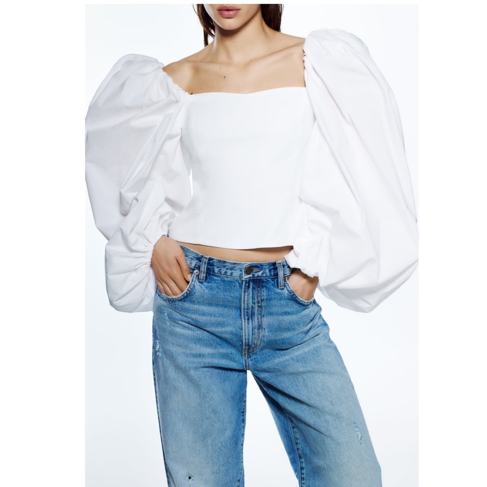 Zara full sleeve poplin top